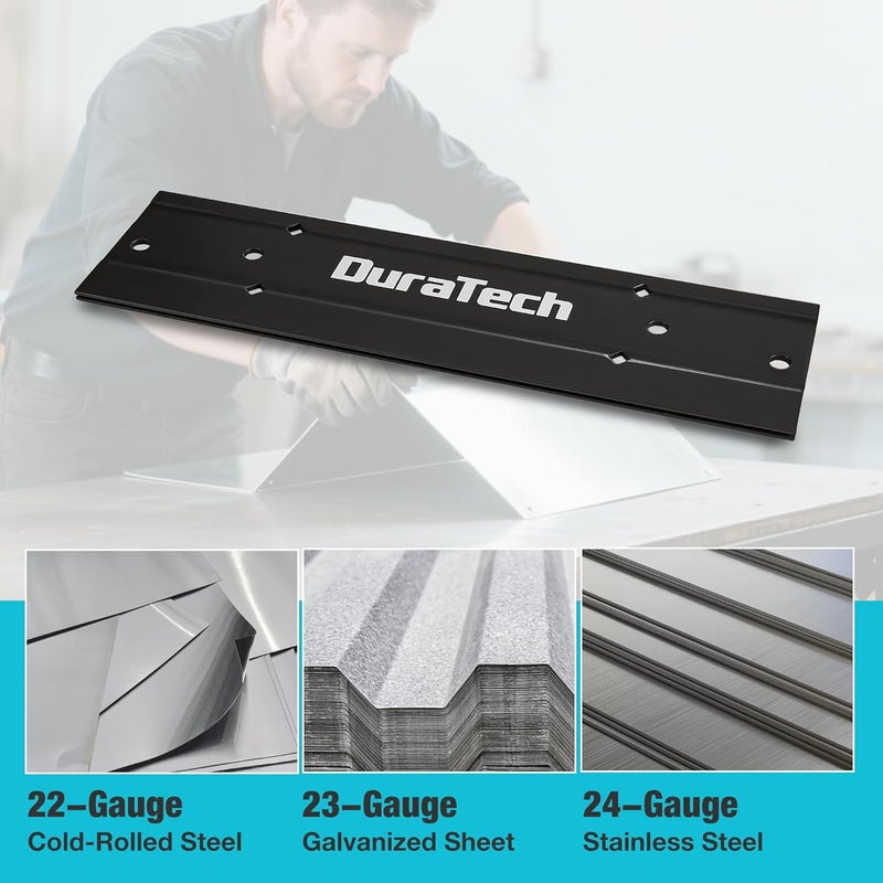 DURATECH 12 Inch Sheet Metal Bender, Folding Tool for Duct Bending, Hand Seamer with 3/8" & 1" Fold Depths, Ideal for HVAC, Roofing & Metal Fabrication, Gray - Image 3